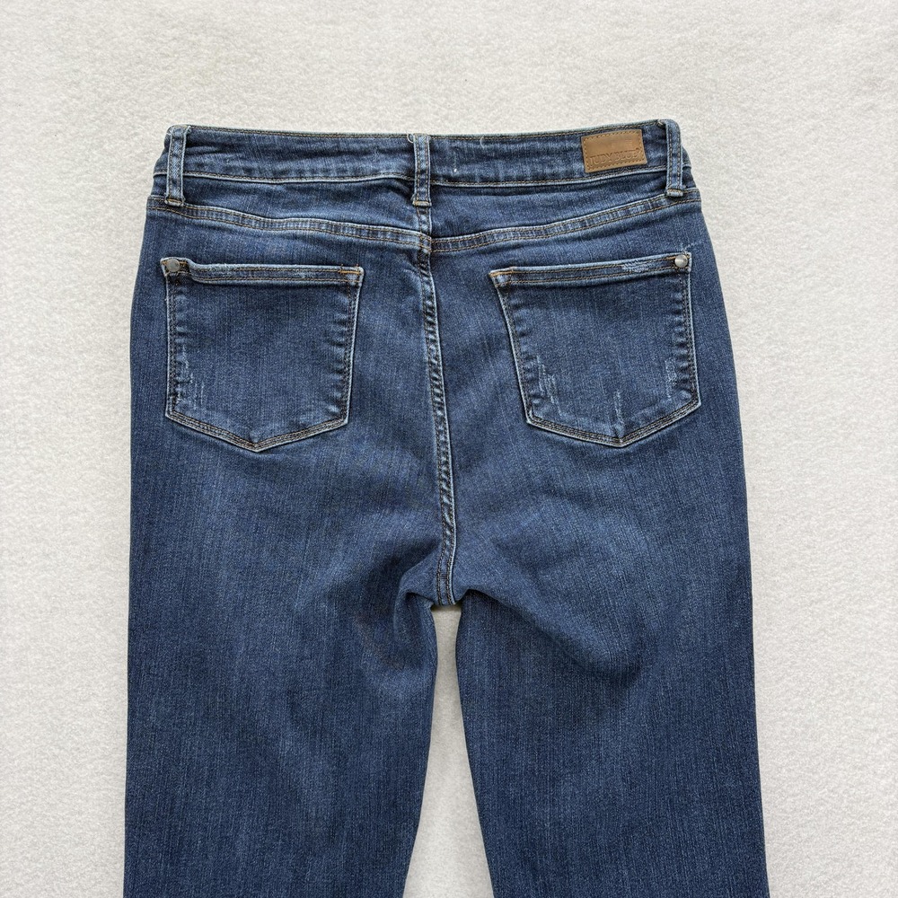 Judy Blue Jeans Womens 9/29 Blue Slim Bootcut Distressed Raw Hem Stretch Denim - Picture 10 of 12